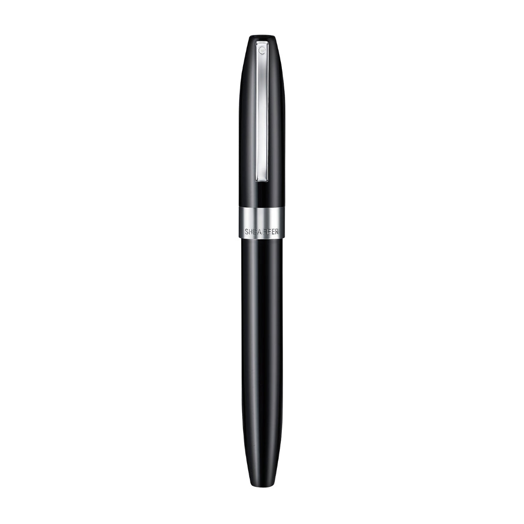 Sheaffer Legacy 9064 Glossy Black Rollerball Pen With Chrome Trims upright front view