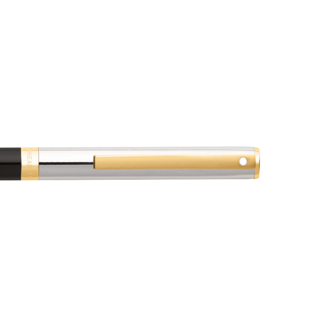 Sheaffer Sagaris Glossy Black Ballpoint Pen With Chrome and Gold Trims clip details
