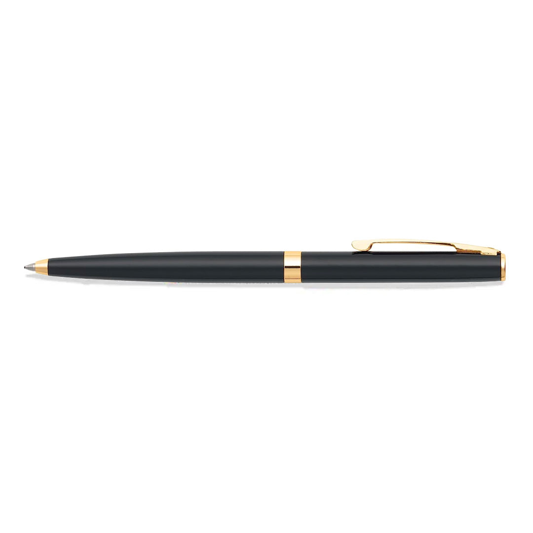 Sheaffer Sagaris Glossy Black Ballpoint Pen With Gold Trims full side profile
