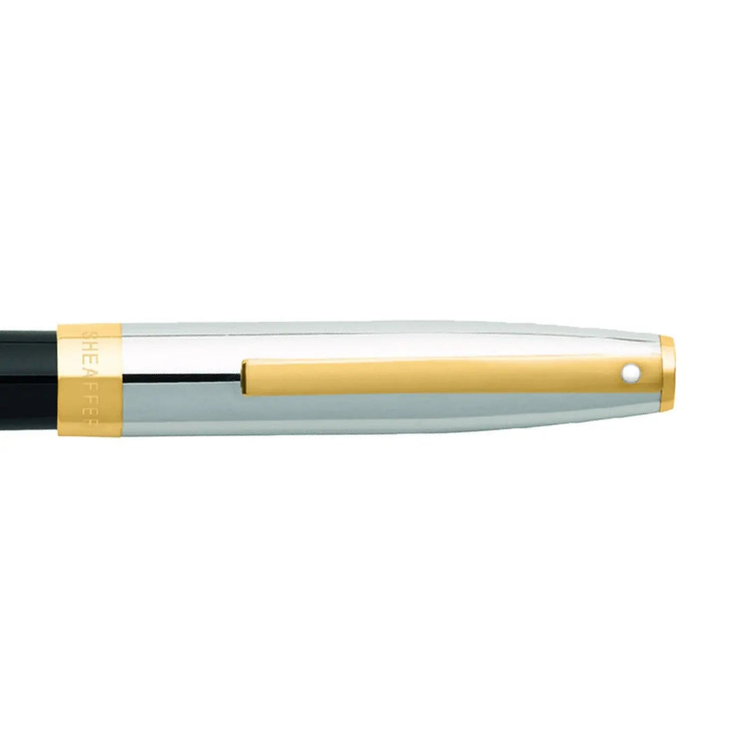 Sheaffer Sagaris Glossy Black Rollerball Pen With Chrome and Gold Trims clip details