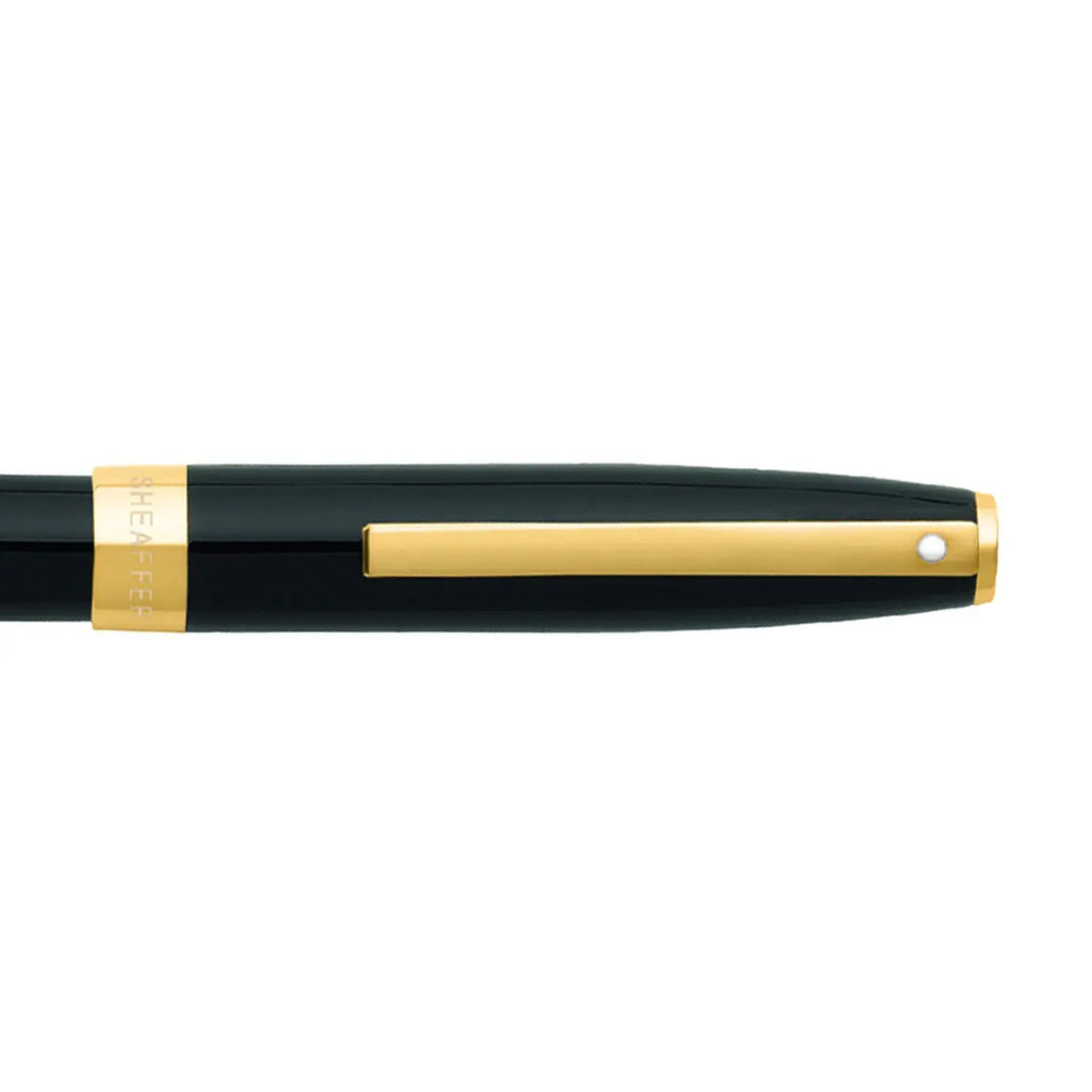 Sheaffer Sagaris Glossy Black Rollerball Pen With Gold Trims clip details