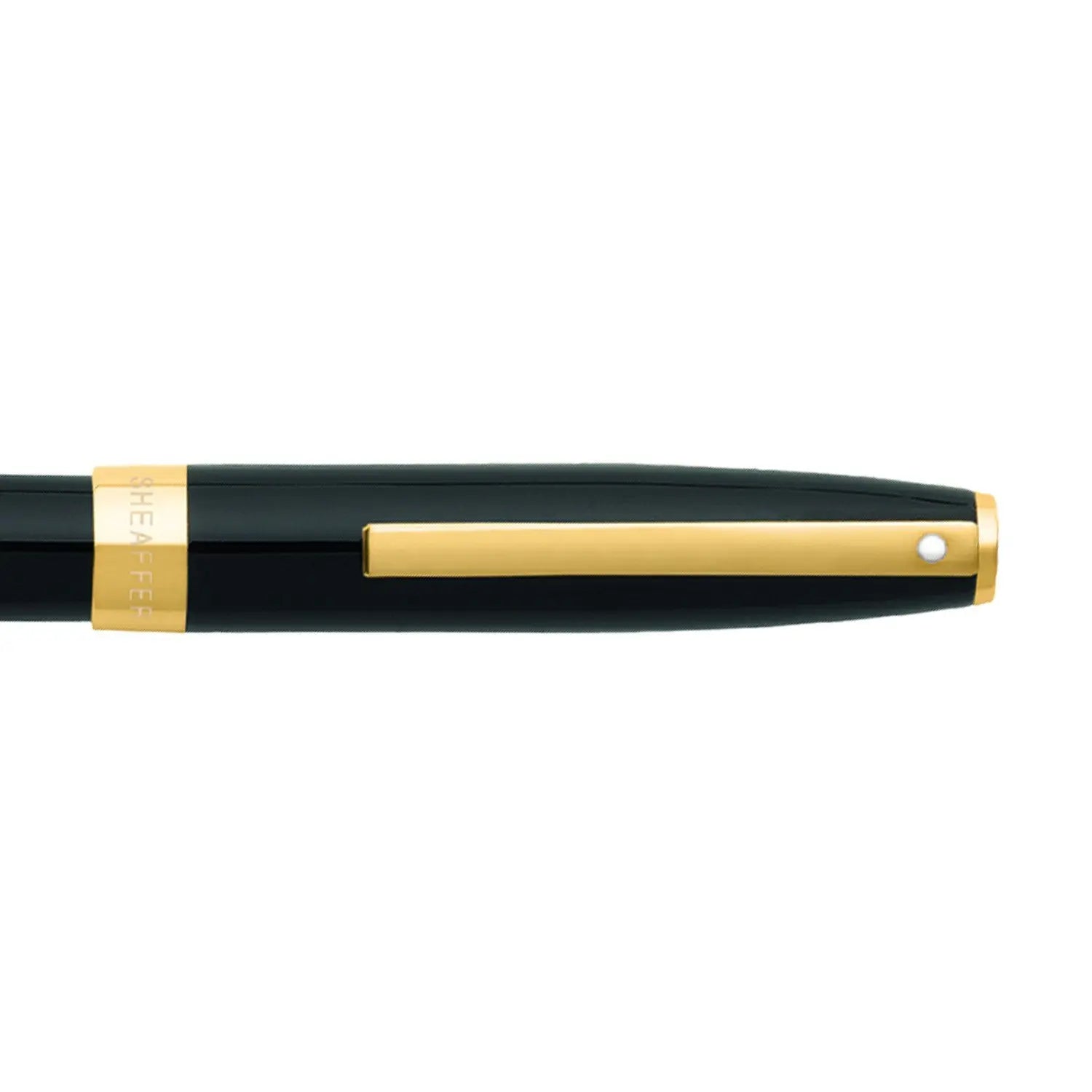 Sheaffer Sagaris Glossy Black Rollerball Pen With Gold Trims clip details