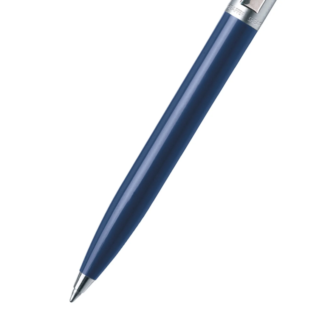 Sheaffer Sentinel Blue and Chrome Ballpoint Pen With Chrome Trims barrel and tip section