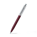 Sheaffer Sentinel Burgundy and Chrome Ballpoint Pen With Chrome Trims angled writing shot