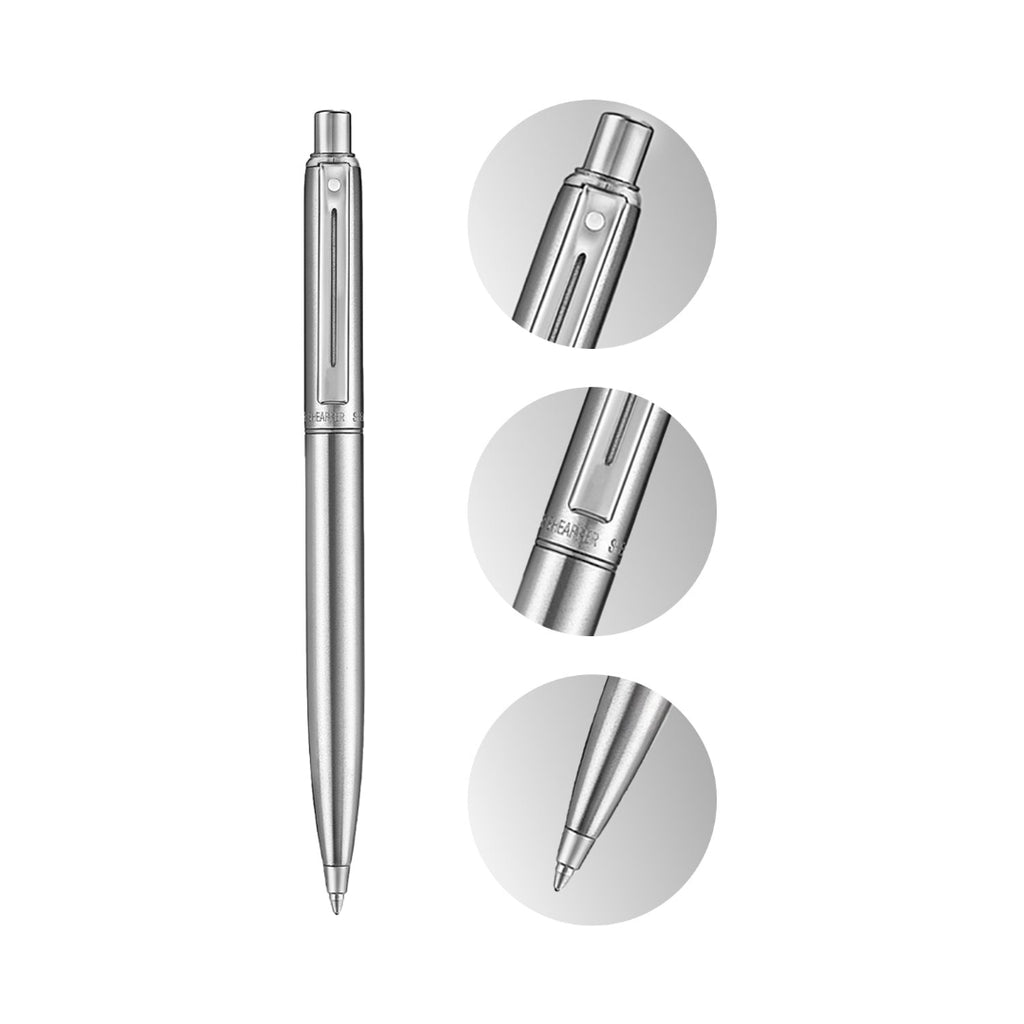 Sheaffer Sentinel Metal 330 Brushed Chrome Ballpoint Pen with Chrome Trims with details