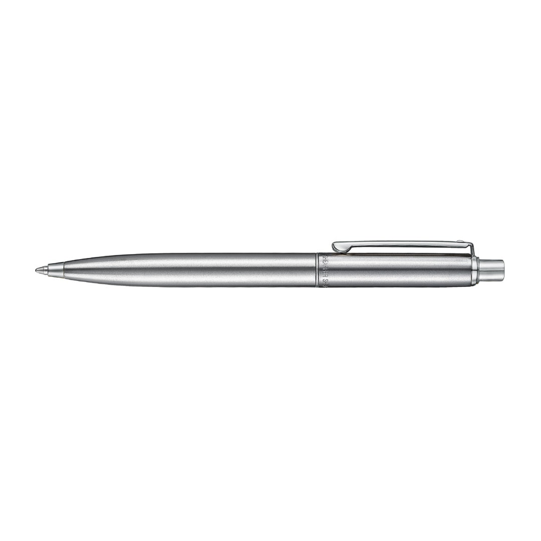 Sheaffer Sentinel Metal 330 Brushed Chrome Ballpoint Pen with Chrome Trims full side profile