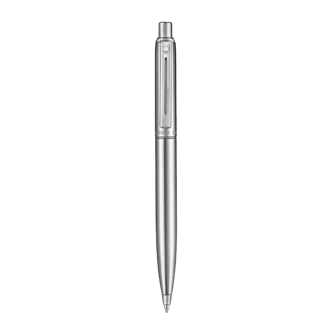 Sheaffer Sentinel Metal 330 Brushed Chrome Ballpoint Pen with Chrome Trims side profile