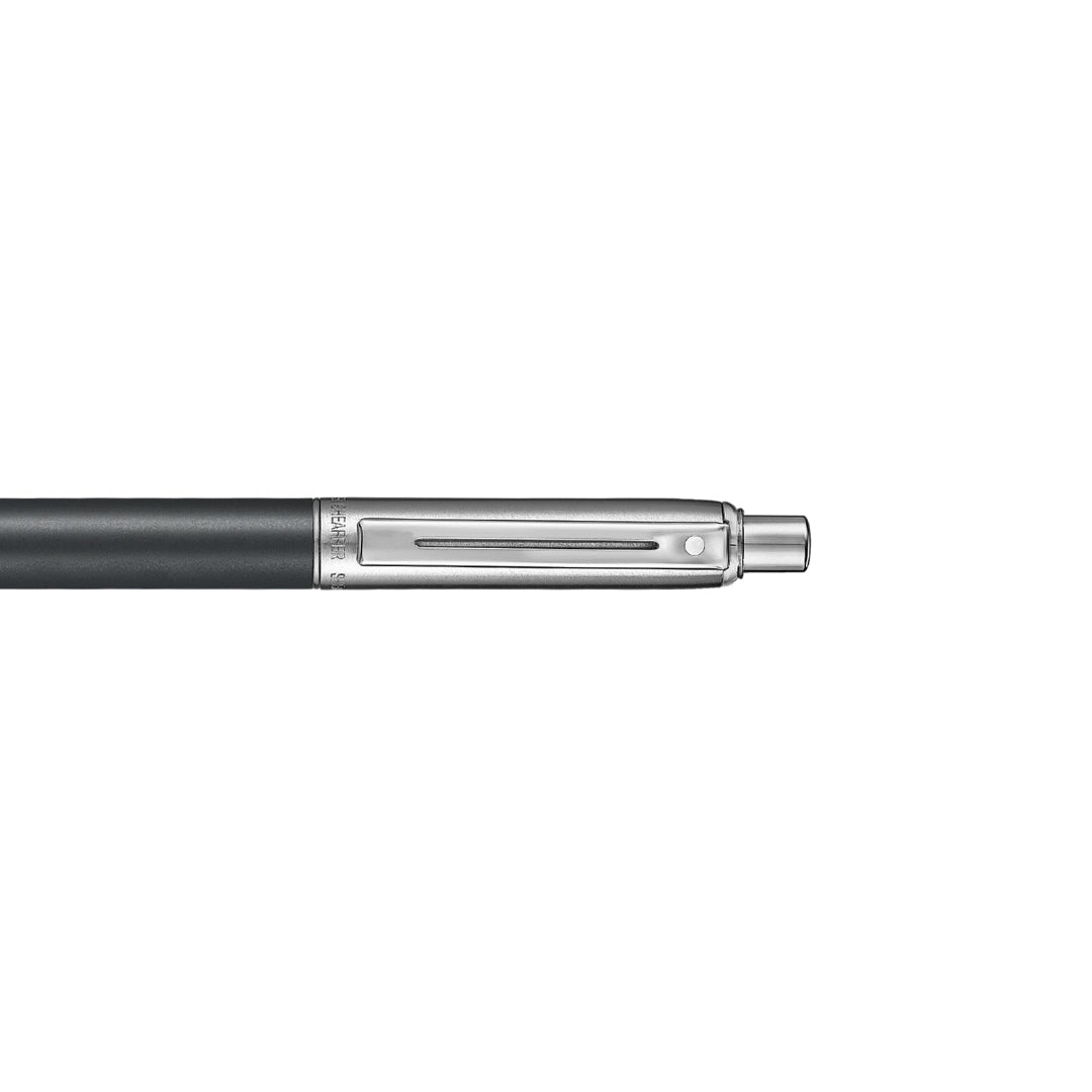 Sheaffer Sentinel Metal 331 Matte Black Barrel and Brushed Chrome Cap Ballpoint Pen with Chrome Trims clip details