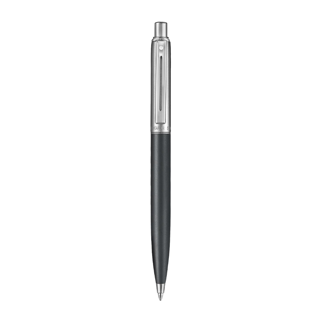 Sheaffer Sentinel Metal 331 Matte Black Barrel and Brushed Chrome Cap Ballpoint Pen with Chrome Trims side profile