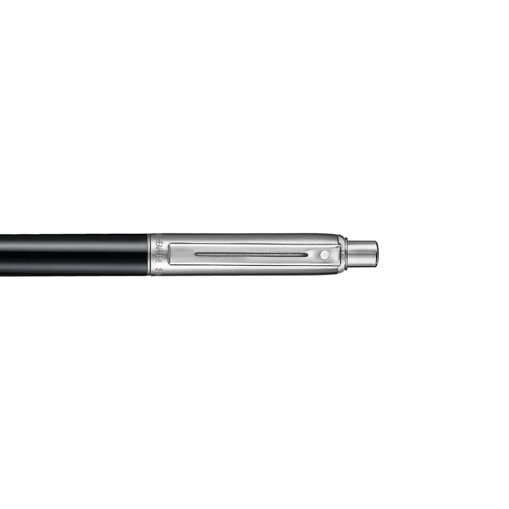 Sheaffer Sentinel Metal 332 Glossy Black Barrel and Brushed Chrome Ballpoint Pen with Chrome Trims clip section