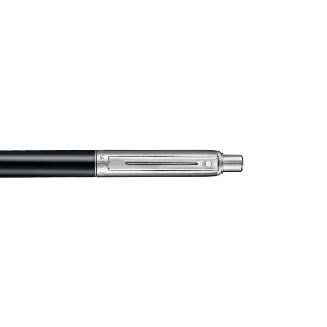 Sheaffer Sentinel Metal 332 Glossy Black Barrel and Brushed Chrome Ballpoint Pen with Chrome Trims clip section