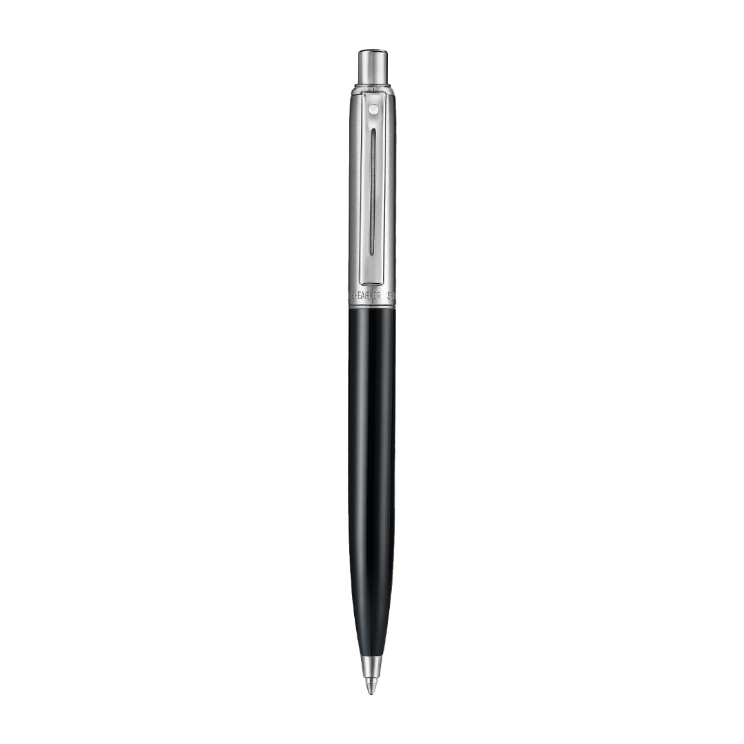 Sheaffer Sentinel Metal 332 Glossy Black Barrel and Brushed Chrome Ballpoint Pen with Chrome Trims side profile