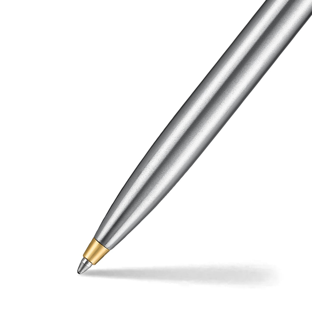 Sheaffer Sentinel Metal 333 Brushed Chrome Ballpoint Pen with Gold Trims barrel and tip section