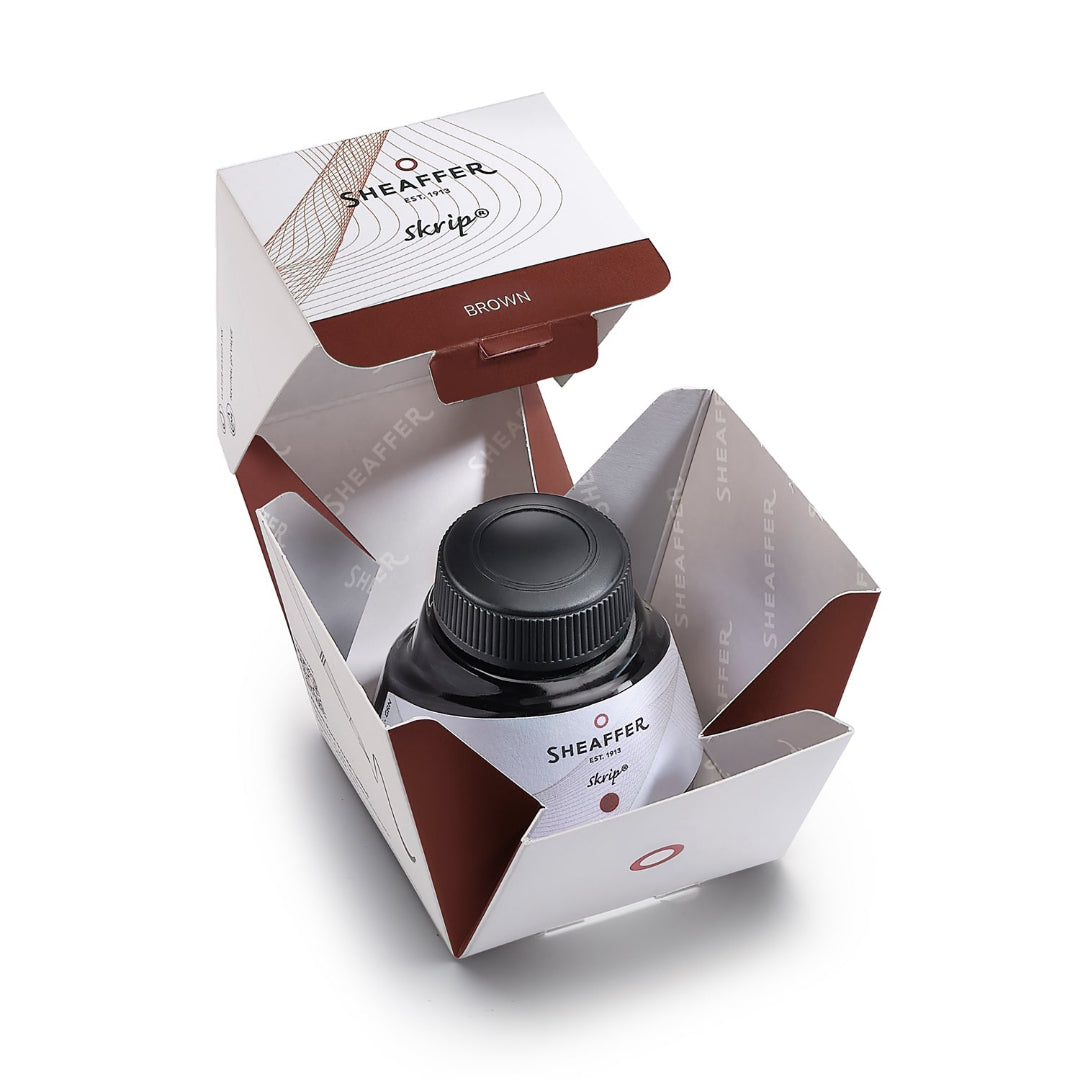 Sheaffer Skrip Ink Bottle (50 ml) Brown inside packaging