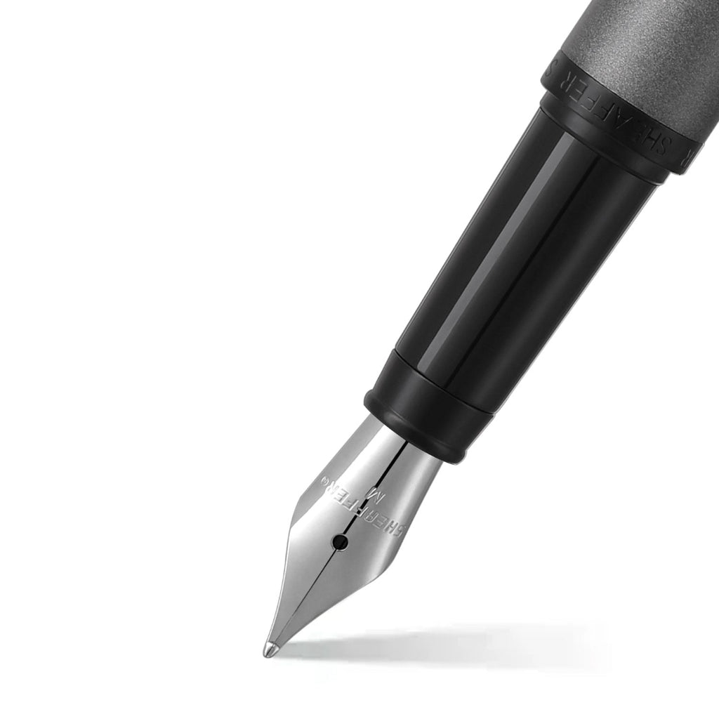 Sheaffer VFM 9424 Matte Gray Fountain Pen With Matte Black Trim barrel and tip section