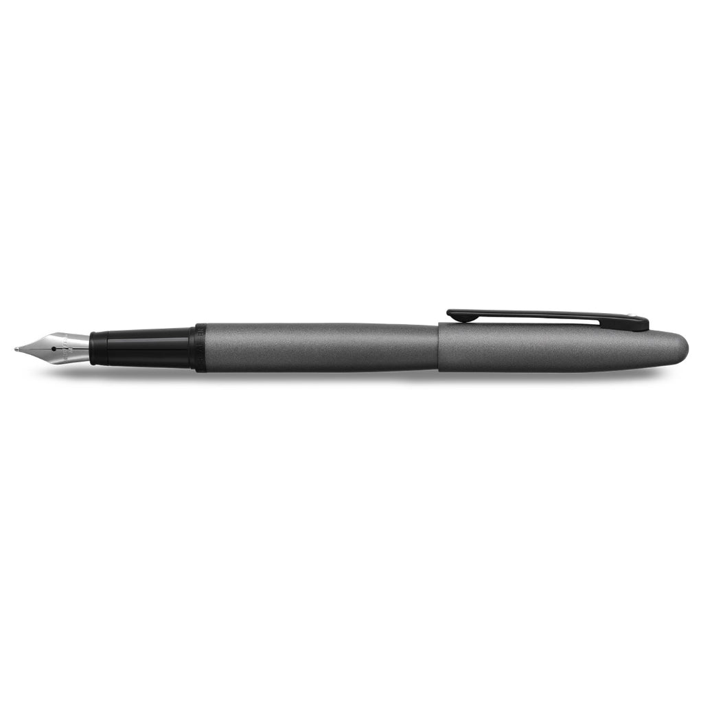 Sheaffer VFM 9424 Matte Gray Fountain Pen With Matte Black Trim full profile