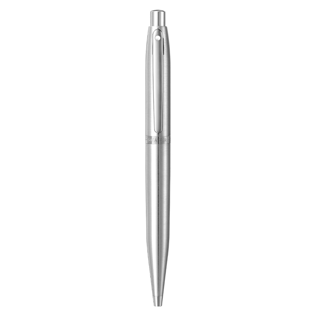 Sheaffer VFM 9426 Brushed Chrome Ballpoint Pen With Chrome Trim full upright view