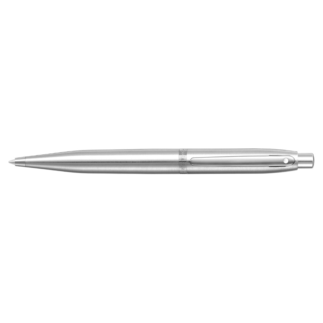 Sheaffer VFM 9426 Brushed Chrome Ballpoint Pen With Chrome Trim full side profile