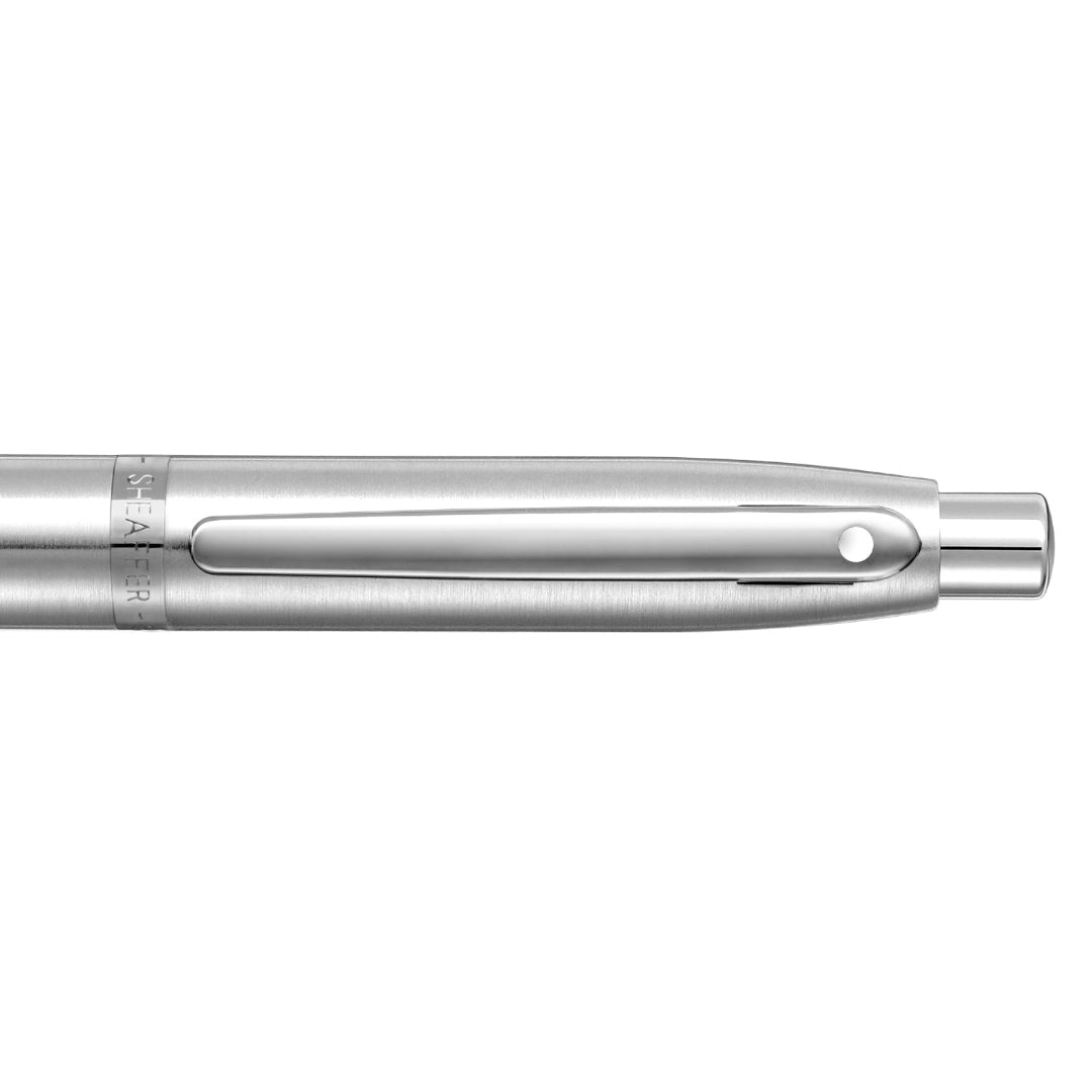 Sheaffer VFM 9426 Brushed Chrome Ballpoint Pen With Chrome Trim clip details