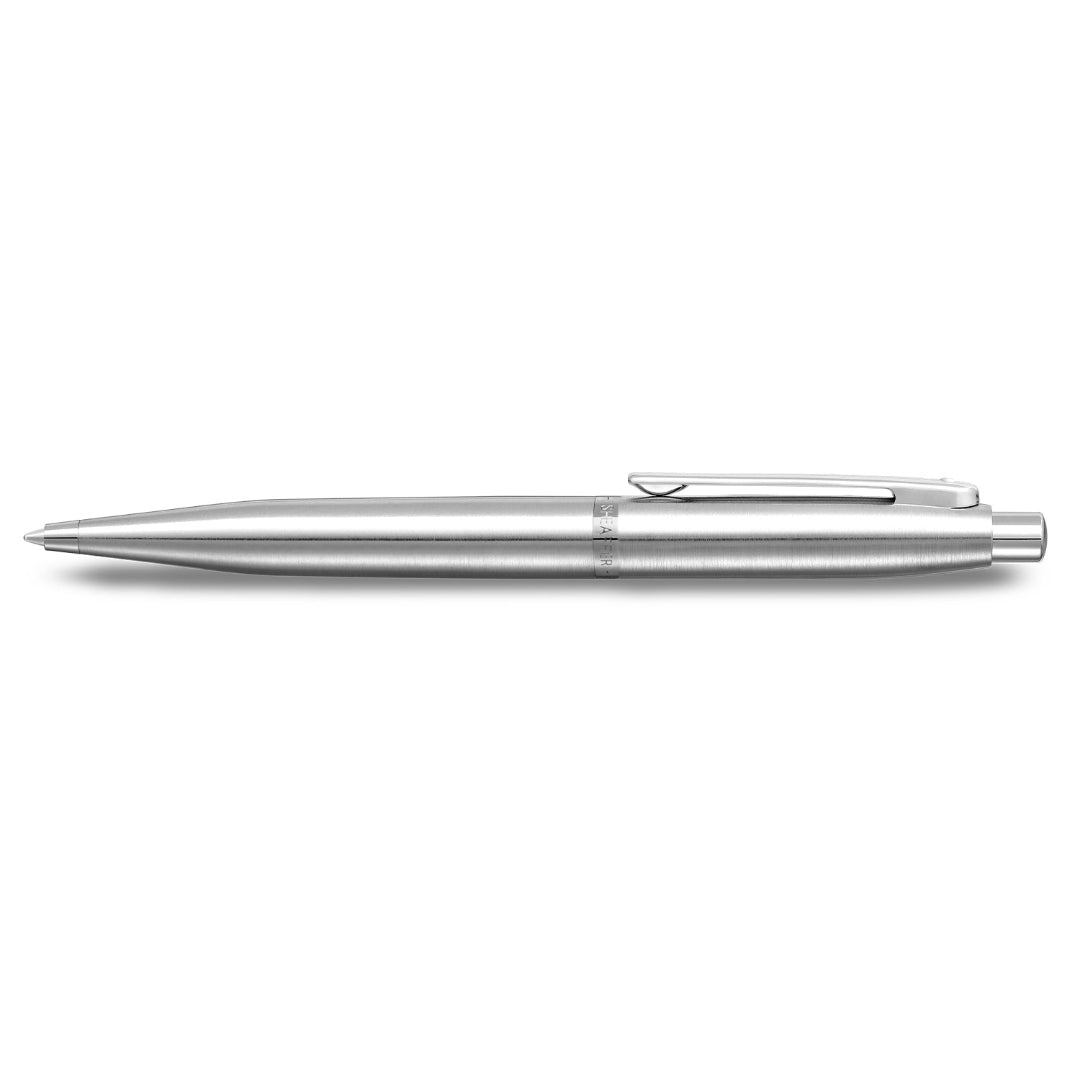 Sheaffer VFM 9426 Brushed Chrome Ballpoint Pen With Chrome Trim side profile