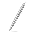 Sheaffer VFM 9426 Brushed Chrome Ballpoint Pen With Chrome Trim angled writing shot