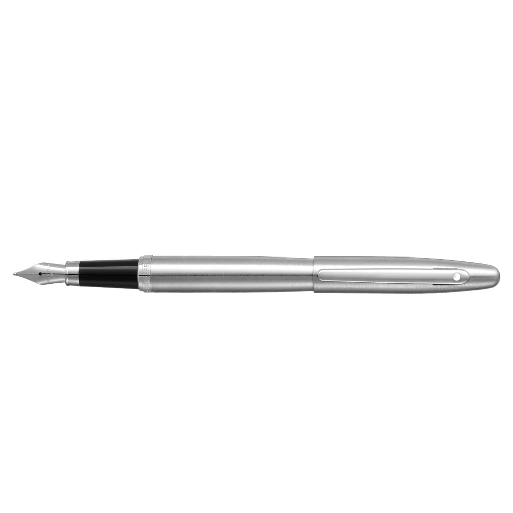 Sheaffer VFM 9426 Brushed Chrome Fountain Pen With Chrome Trim - Medium Nib full side profile