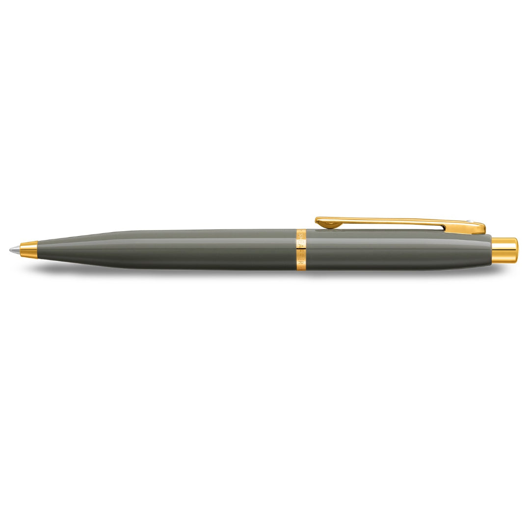 Sheaffer VFM 9427 Glossy Light Gray Ballpoint Pen With PVD Gold-Tone Trim side profile