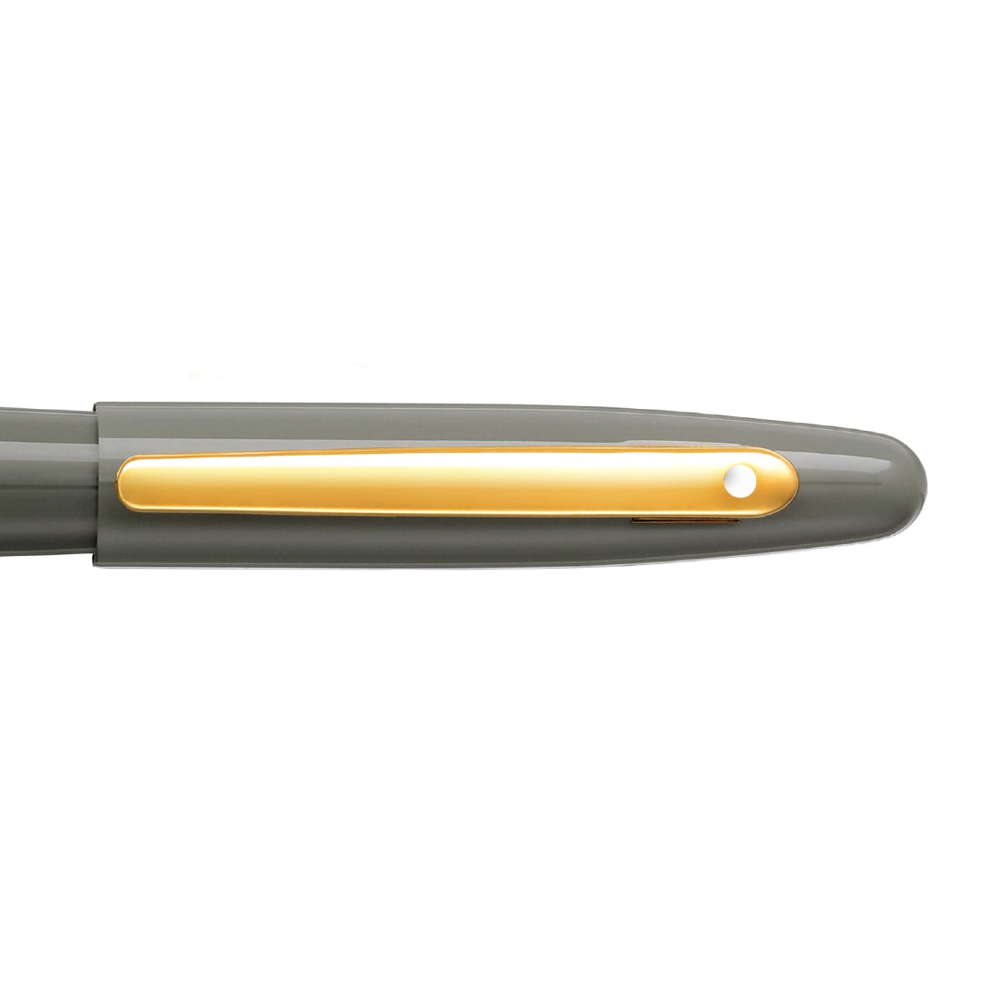 Sheaffer VFM 9427 Glossy Light Gray Rollerball Pen With PVD Gold-Tone Trim clip details
