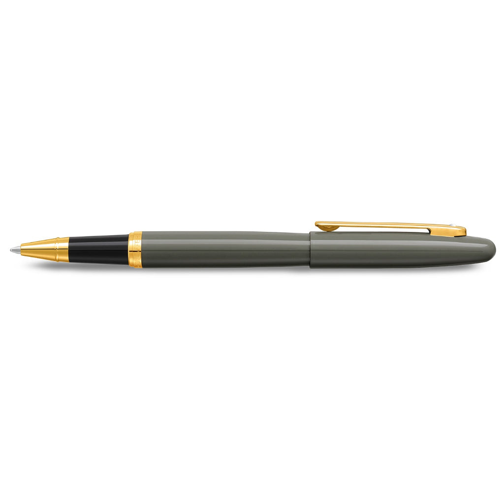 Sheaffer VFM 9427 Glossy Light Gray Rollerball Pen With PVD Gold-Tone Trim side profile