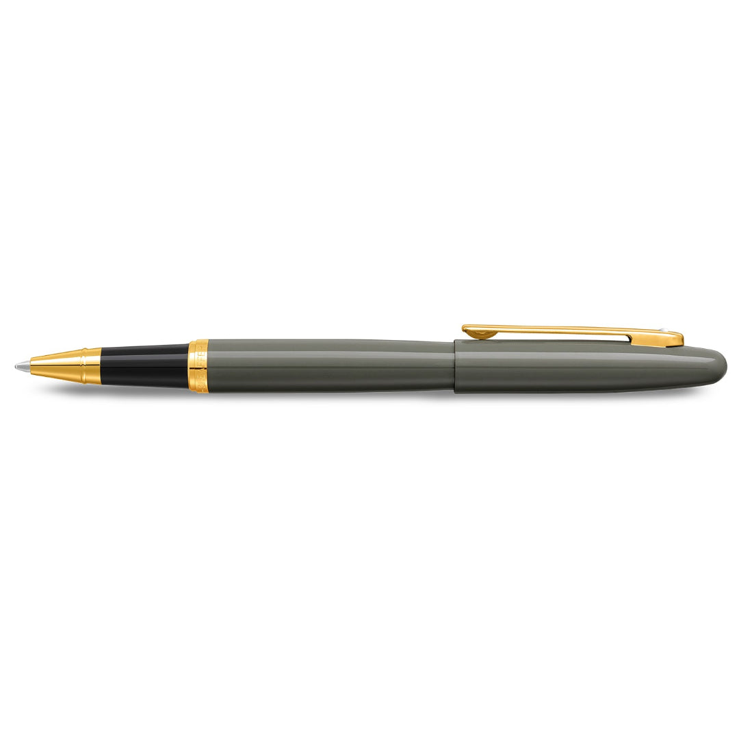 Sheaffer VFM 9427 Glossy Light Gray Rollerball Pen With PVD Gold-Tone Trim side profile