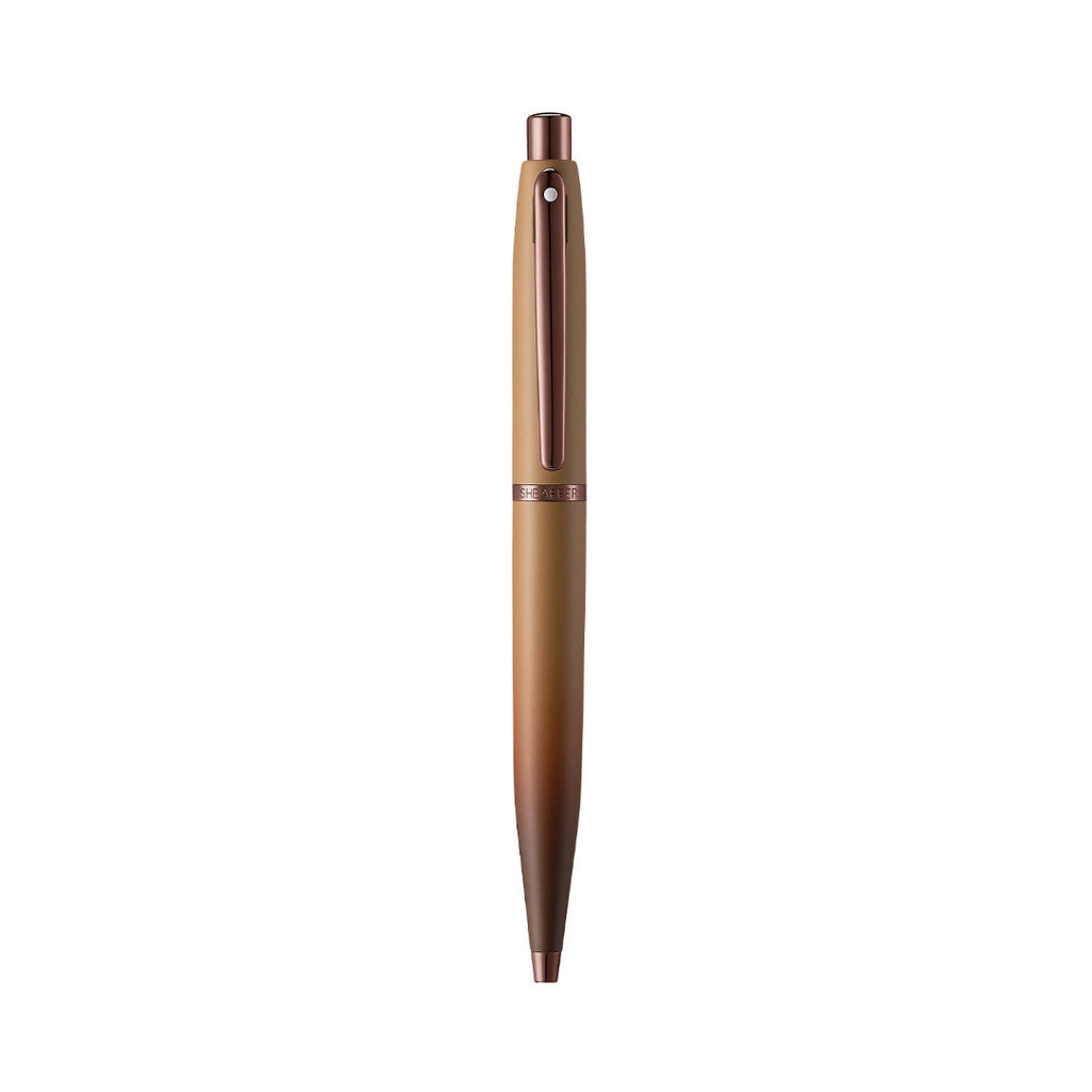 Sheaffer VFM 9428 Coffee Edition Matt Brown Ballpoint Pen with Regal Brown PVD Trims full upright view