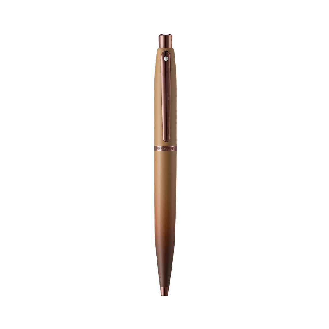 Sheaffer VFM 9428 Coffee Edition Matt Brown Ballpoint Pen with Regal Brown PVD Trims full upright view