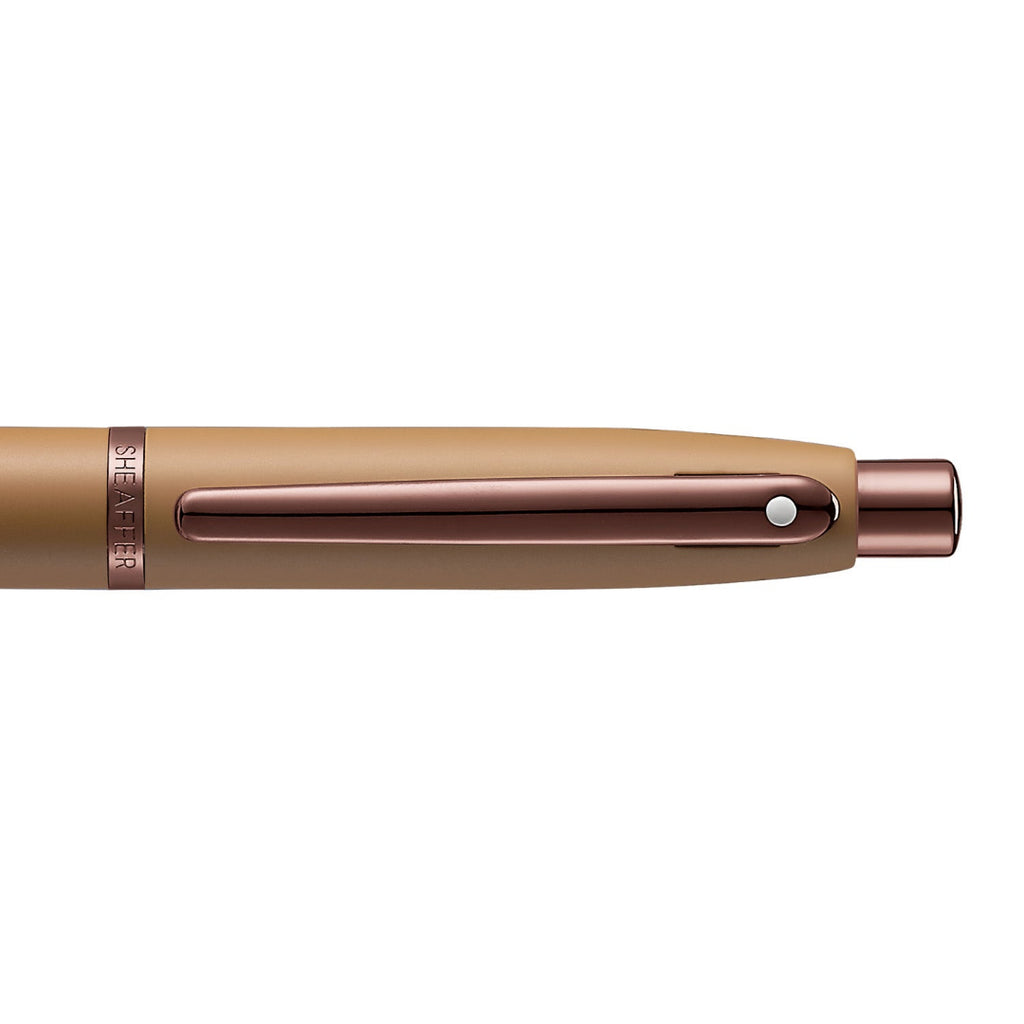 Sheaffer VFM 9428 Coffee Edition Matt Brown Ballpoint Pen with Regal Brown PVD Trims clip details