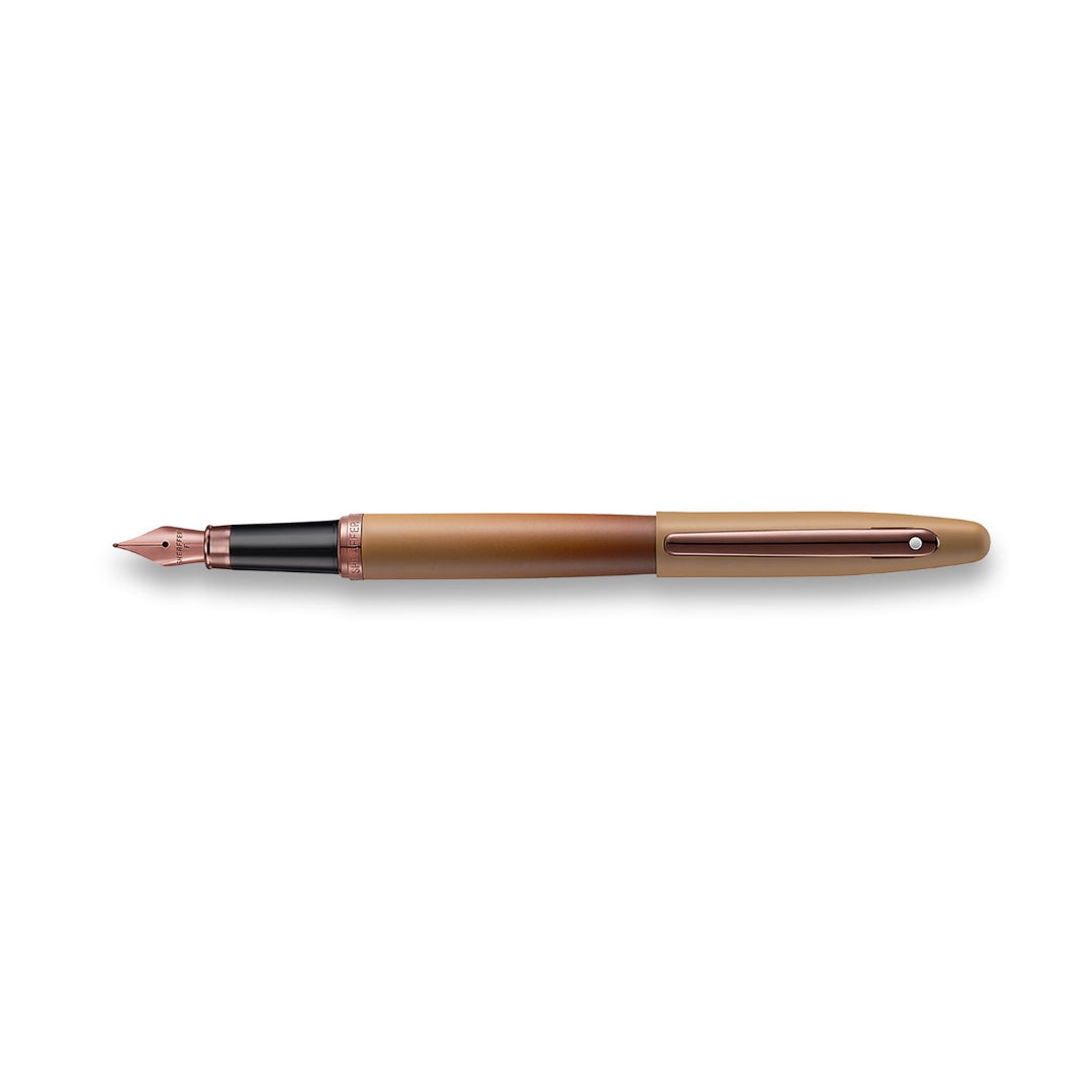 Sheaffer VFM 9428 Coffee Edition Matt Brown Fountain Pen with Regal Brown PVD Trims full side profile