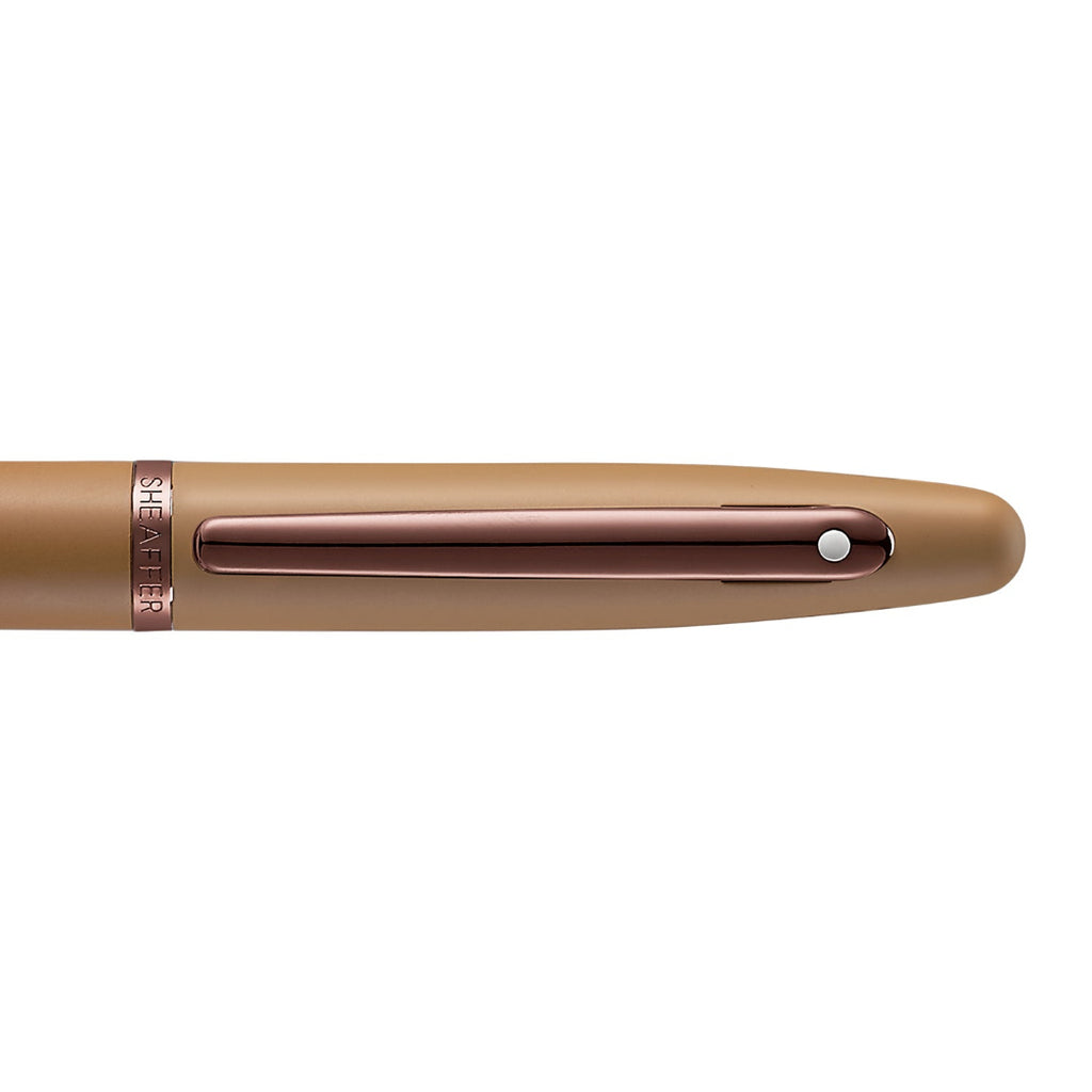 Sheaffer VFM 9428 Coffee Edition Matt Brown Fountain Pen with Regal Brown PVD Trims clip details