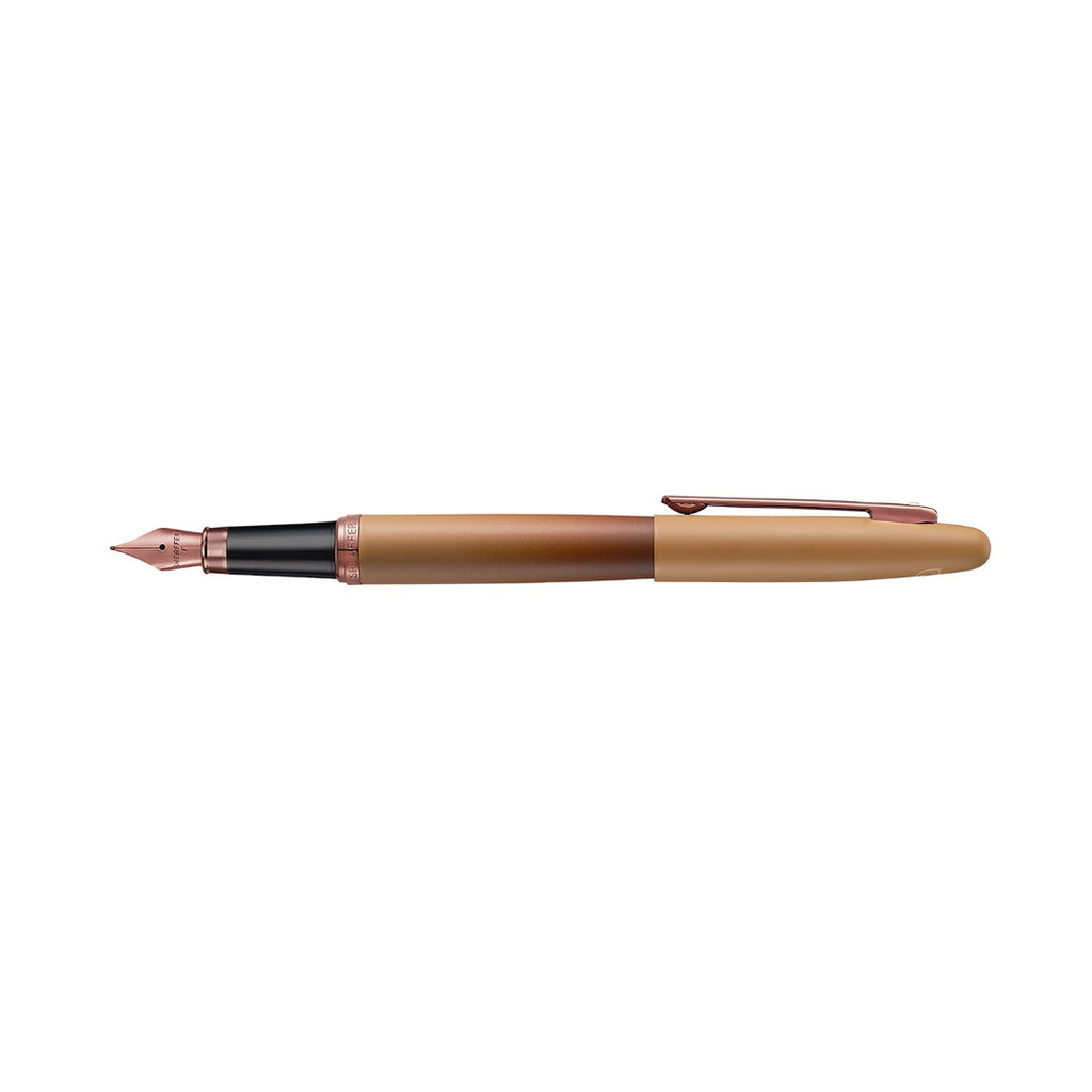 Sheaffer VFM 9428 Coffee Edition Matt Brown Fountain Pen with Regal Brown PVD Trims side profile