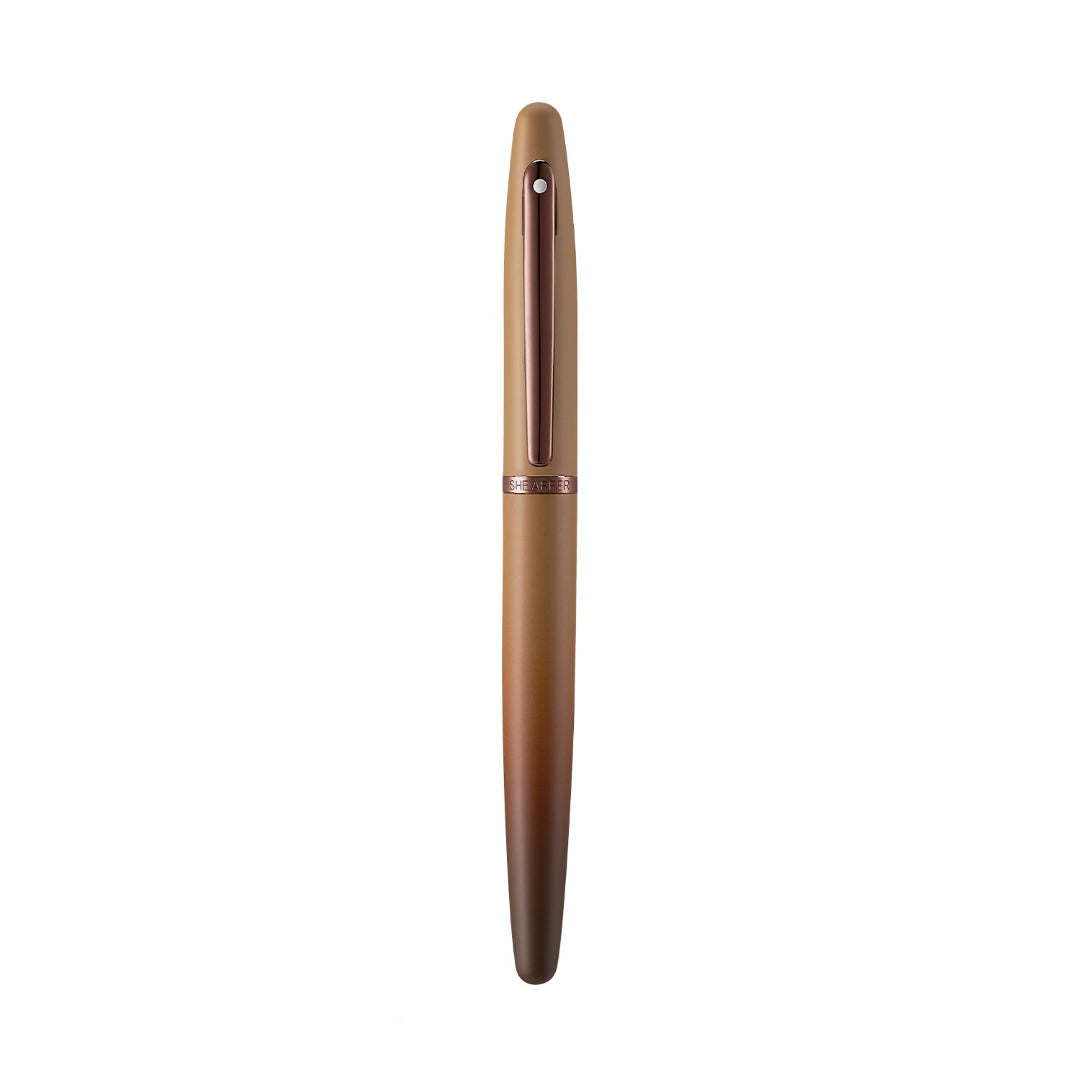 Sheaffer VFM 9428 Coffee Edition Matt Brown Rollerball Pen with Regal Brown PVD Trims full upright view