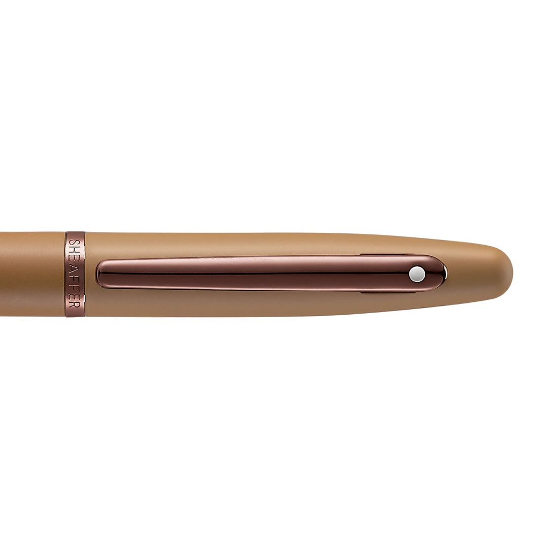 Sheaffer VFM 9428 Coffee Edition Matt Brown Rollerball Pen with Regal Brown PVD Trims clip details