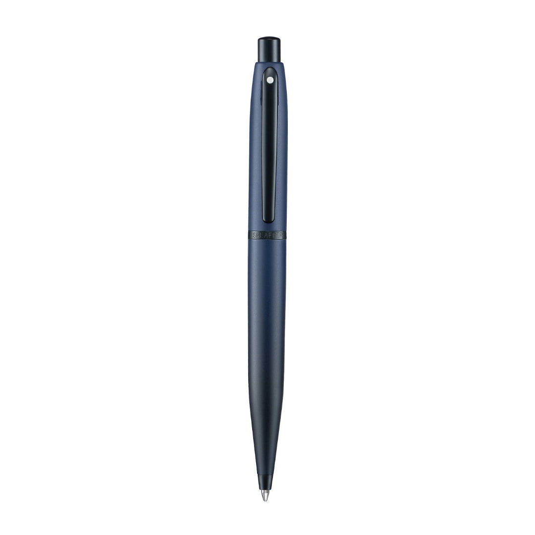 Sheaffer VFM 9429 Matte Blue Ballpoint Pen with Matte Black Trims full upright view