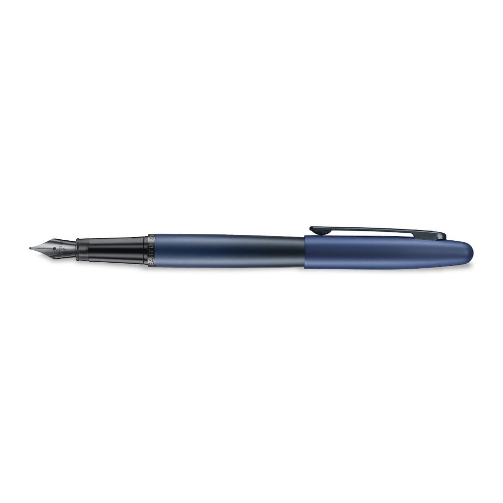 Sheaffer VFM 9429 Matte Blue Fountain Pen With Matte Black Trims side profile