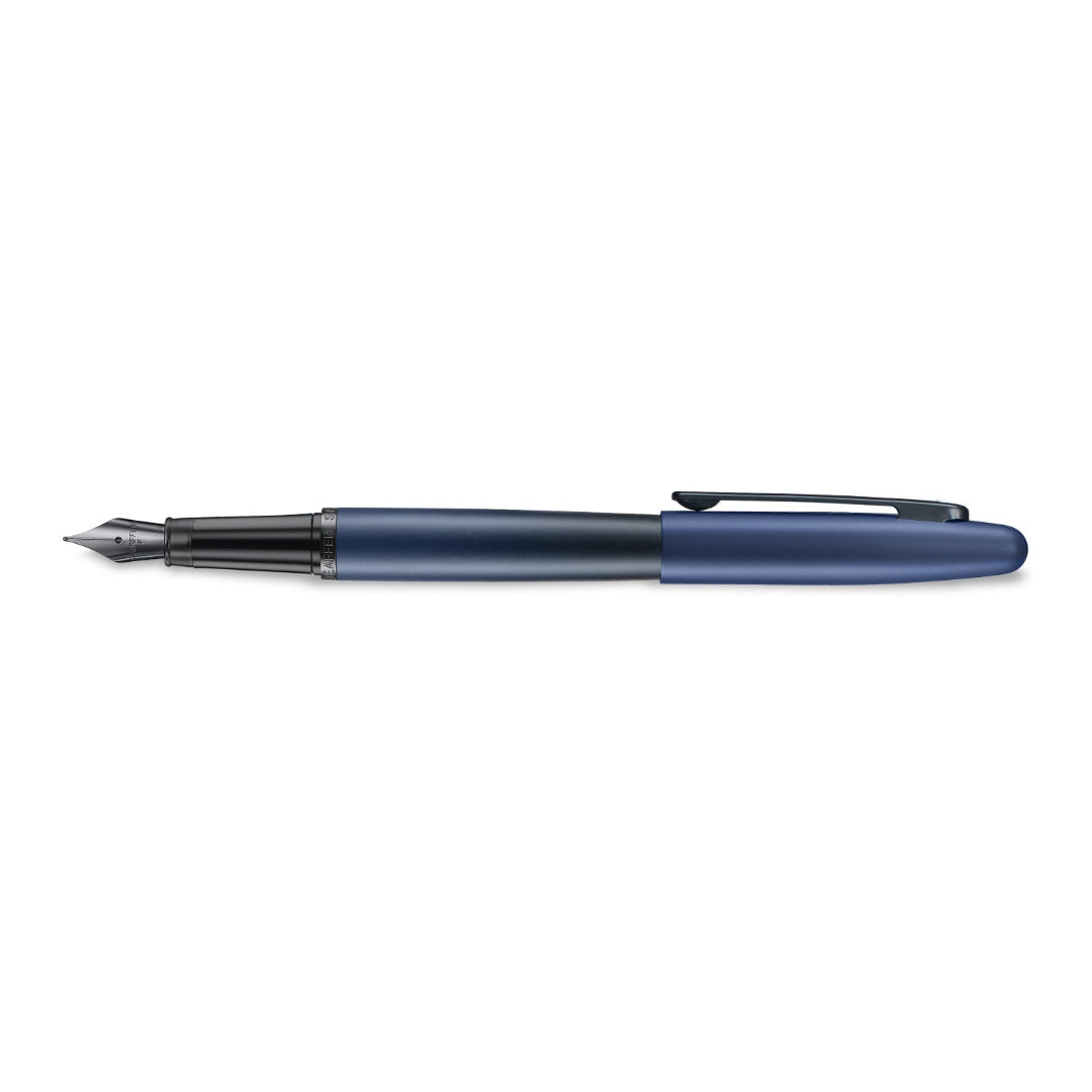 Sheaffer VFM 9429 Matte Blue Fountain Pen With Matte Black Trims side profile