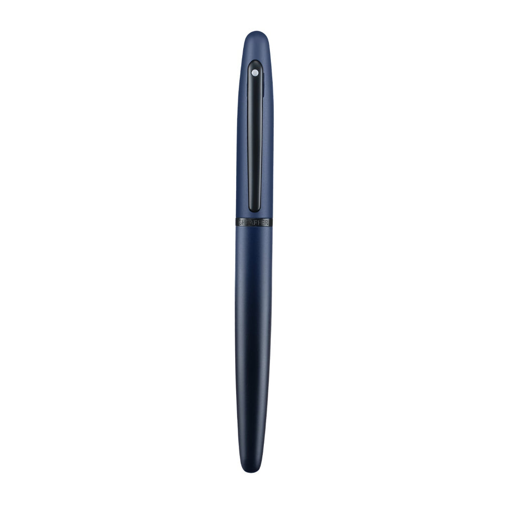 Sheaffer VFM 9429 Matte Blue Rollerball Pen With Matte Black Trims full upright view