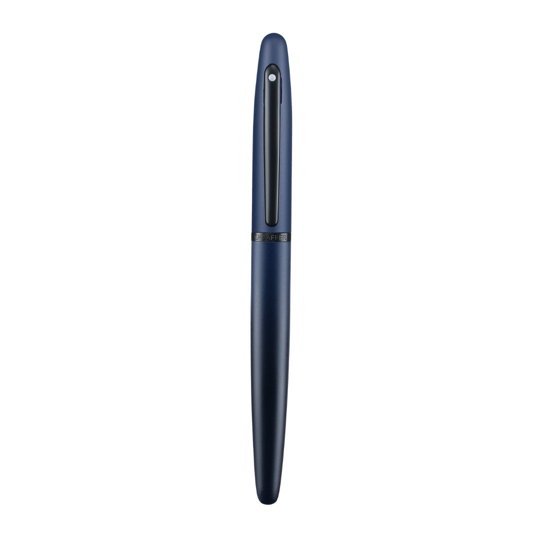 Sheaffer VFM 9429 Matte Blue Rollerball Pen With Matte Black Trims full upright view