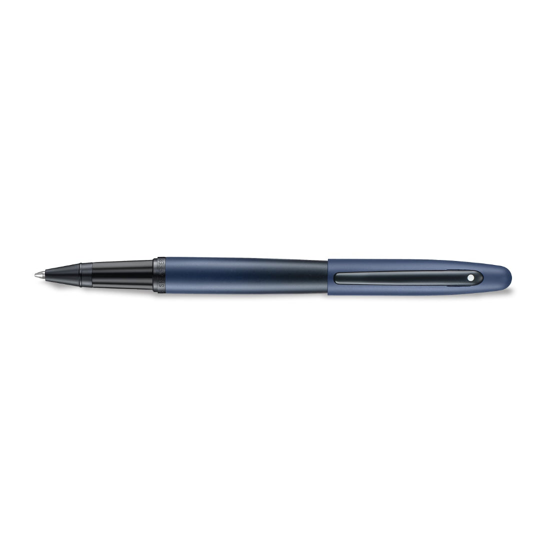 Sheaffer VFM 9429 Matte Blue Rollerball Pen With Matte Black Trims full side profile