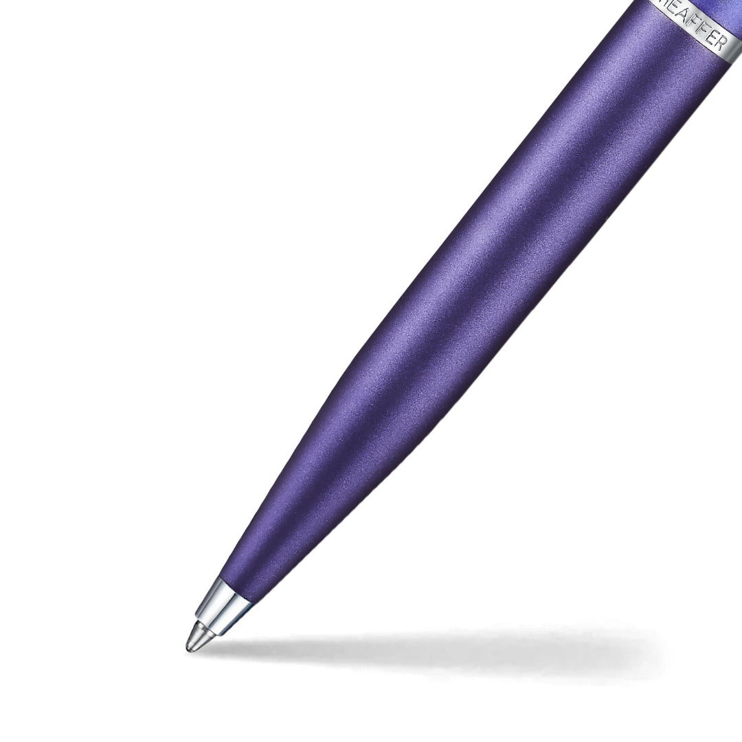 Sheaffer VFM 9430 Expressions Blue and Purple Pearlised Gradient Ballpoint Pen with Chrome-Plated Trims barrel and tip section
