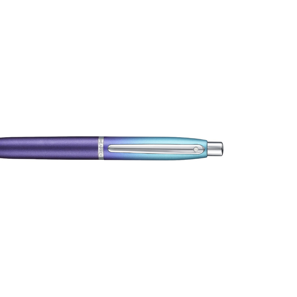 Sheaffer VFM 9430 Expressions Blue and Purple Pearlised Gradient Ballpoint Pen with Chrome-Plated Trims clip details