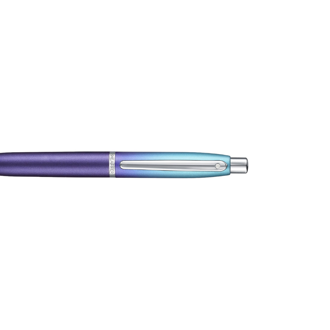 Sheaffer VFM 9430 Expressions Blue and Purple Pearlised Gradient Ballpoint Pen with Chrome-Plated Trims clip details