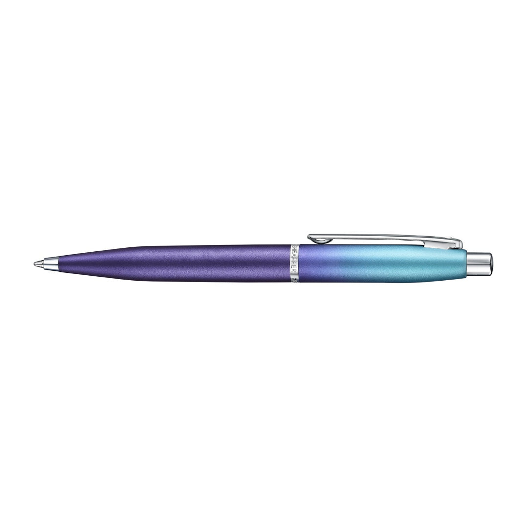Sheaffer VFM 9430 Expressions Blue and Purple Pearlised Gradient Ballpoint Pen with Chrome-Plated Trims side profile