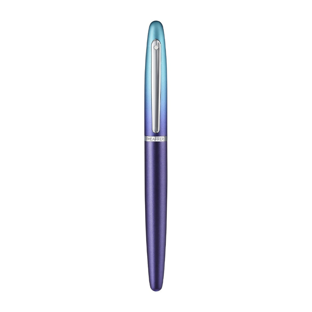 Sheaffer VFM 9430 Expressions Blue and Purple Pearlised Gradient Fountain Pen with Chrome-Plated Trims front view