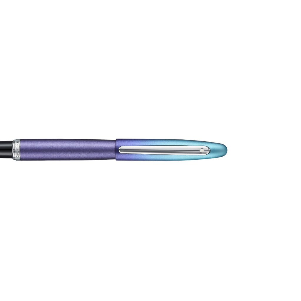 Sheaffer VFM 9430 Expressions Blue and Purple Pearlised Gradient Fountain Pen with Chrome-Plated Trims clip details